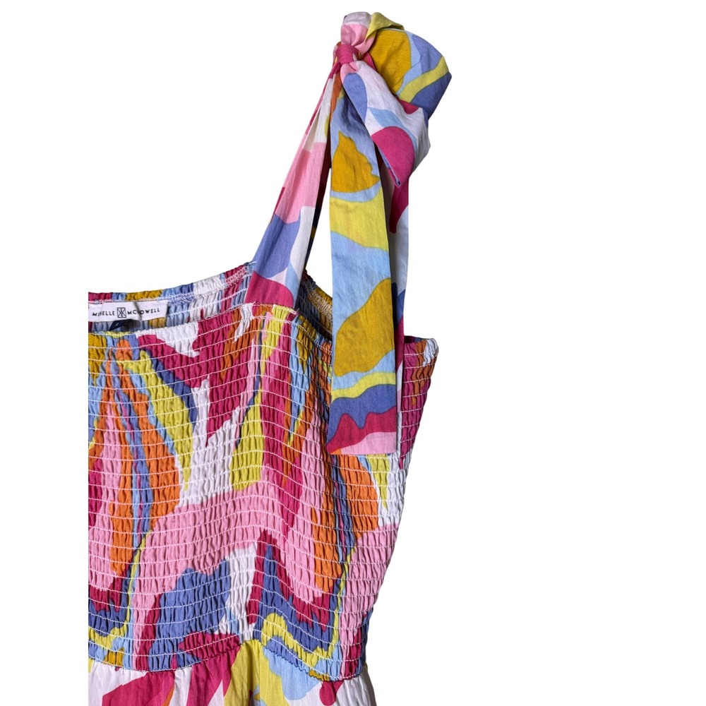 Michelle McDowell Abstract Print Smocked Tiered Maxi Dress Multicolor Large - Picture 5 of 8